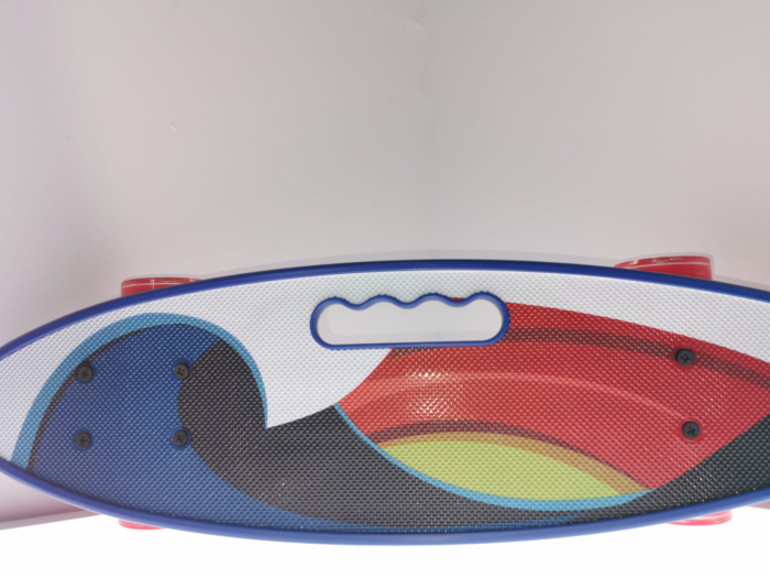 PennyBoard cu maner si lumini in roti, Abstract Blue [2]