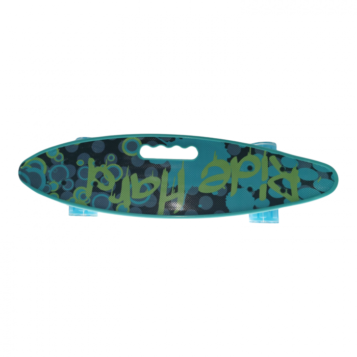PennyBoard cu maner si lumini in roti, Ride Hard Verde [2]