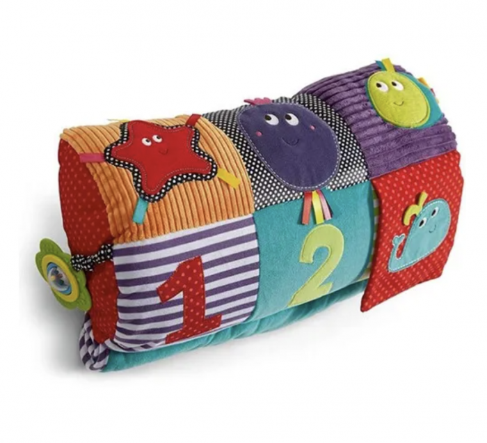 Jucarie interactiva perna cu paturica, cu jucarii senzoriale, pentru bebelusi [7]