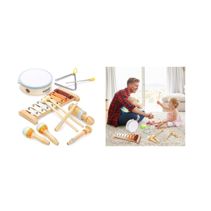 Set Montessori de 6 instrumente muzicale pentru copii, din lemn [7]