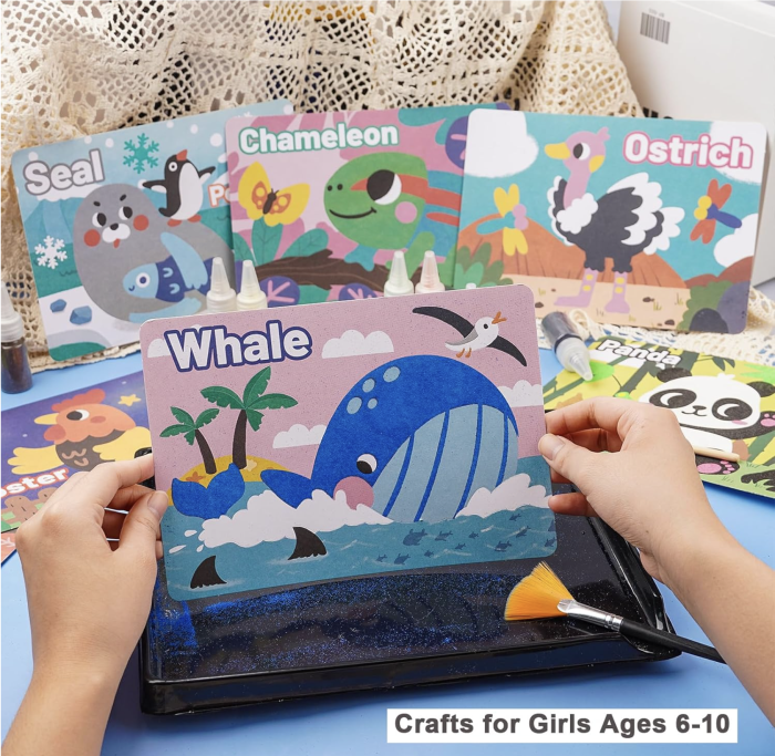 Set Creatie Pictura cu Nisip Colorat – 12 Planse cu Animale si 14 Culori [4]