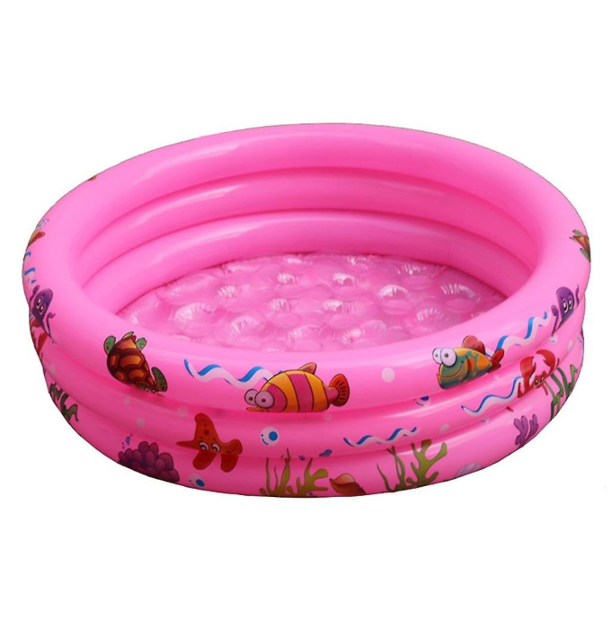 Piscina gonflabila copii cu podea gonflabila, 3 inele roz, 150 cm [5]