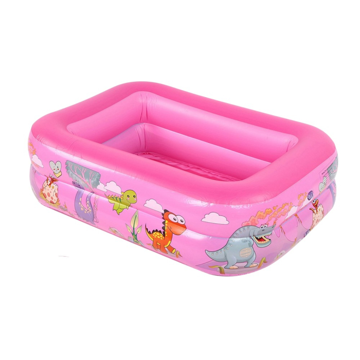 Piscina gonflabila cu podea gonflabila, dreptunghiulara, dino, roz, 210 x 138 x 55 cm [4]