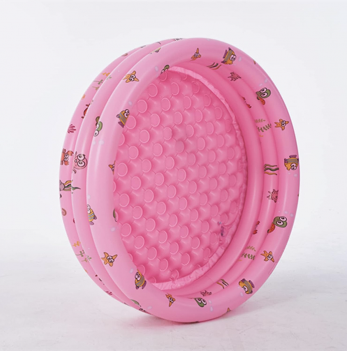 Piscina gonflabila cu podea gonflabila, trei inele roz, 130 cm [4]