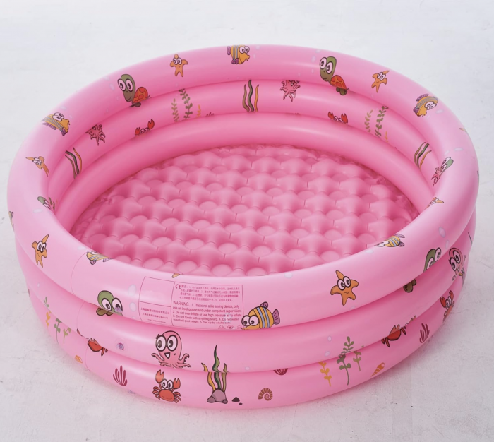 Piscina gonflabila cu podea gonflabila, trei inele roz, 130 cm [3]