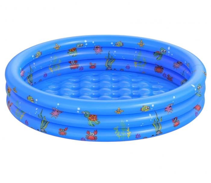 Piscina gonflabila cu podea gonflabila, trei inele albastru, 130 cm
