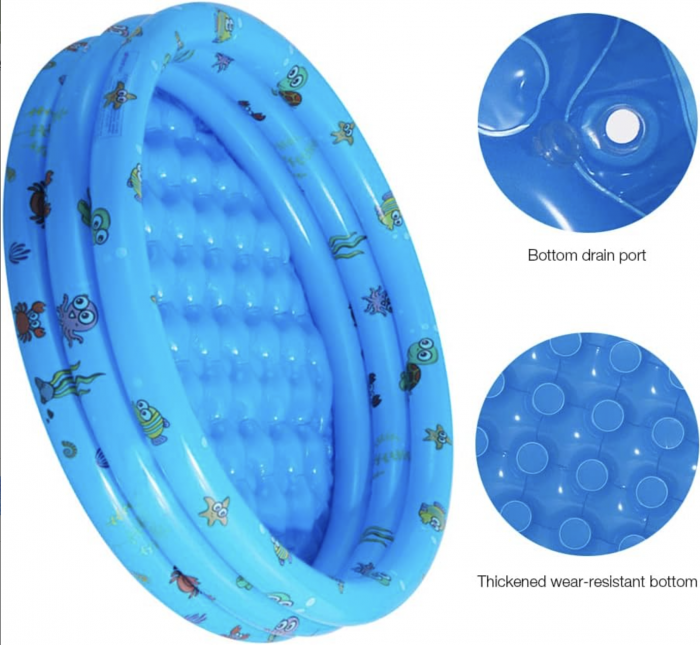Piscina gonflabila cu podea gonflabila, trei inele albastru, 130 cm [3]