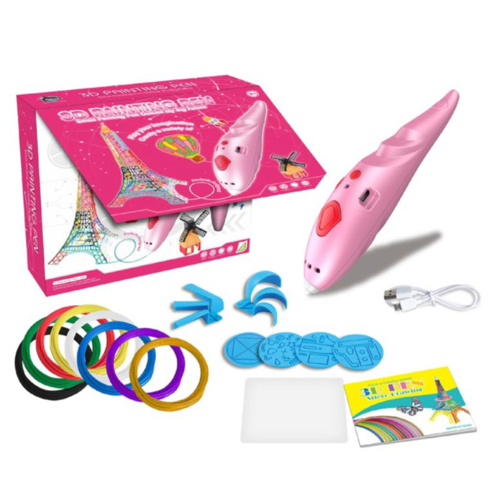 Pix 3D cu 8 filamente si incarcator USB, roz [2]