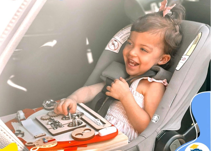 Placa Montessori Busy Board 17 activitati Veverita, din lemn [11]