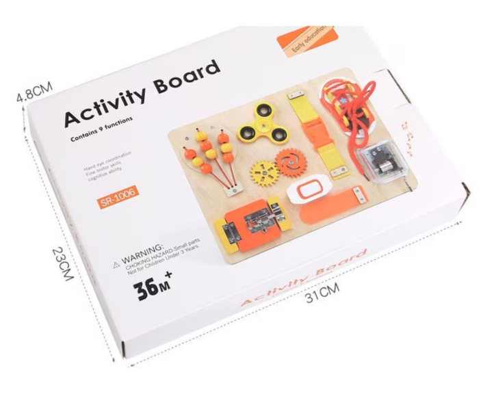 Placa Montessori Busy Board cu 9 activitati Shoe, din lemn [9]