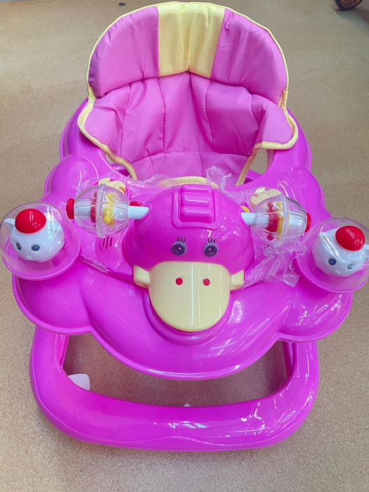 Premergator reglabil pe inaltiime, pliabil, roti de silicon si panou cu jucarii, Ratusca, roz [2]