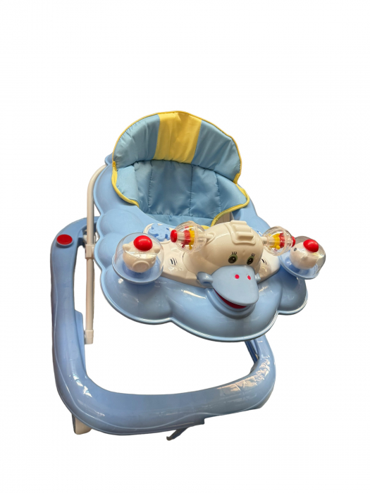 Premergator reglabil pe inaltiime, pliabil, roti de silicon si panou cu jucarii, Ratusca, bleu [3]