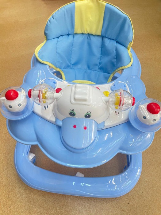 Premergator reglabil pe inaltiime, pliabil, roti de silicon si panou cu jucarii, Ratusca, bleu [6]