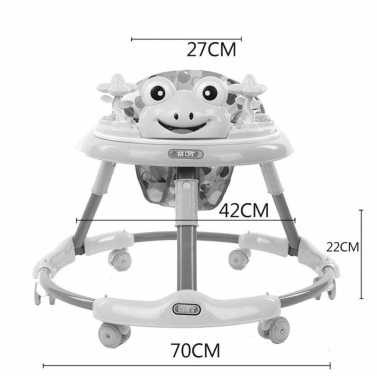 Premergator reglabil pe inaltime cu panou detasabil Broscuta Roz, pliabil, 6 roti, 6 luni+ [2]