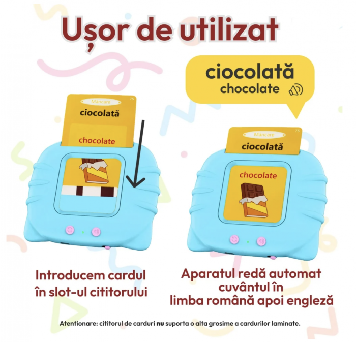 Cititor de carduri educativ – limba romana si engleza – 448 cuvinte, Albastru [3]