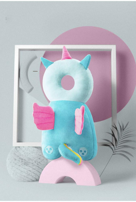 Protectie de cap si spate pentru bebelusi, din plus, de tip rucsacel, Unicorn bleu [8]