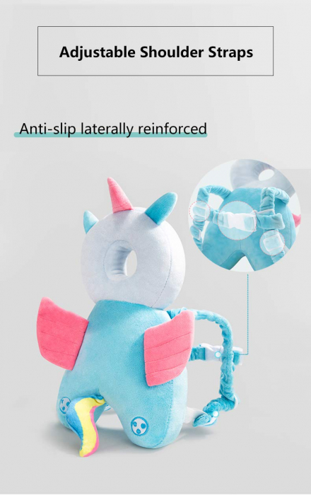 Protectie de cap si spate pentru bebelusi, din plus, de tip rucsacel, Unicorn bleu [7]