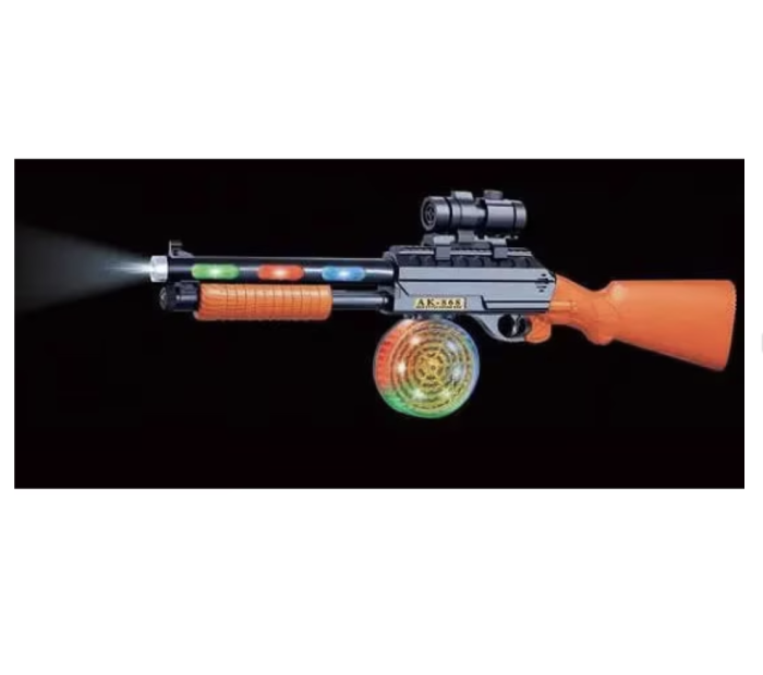 Pusca De Jucarie Copii AK-868 Cu Sunete Lumini LED Si Vibratii 45 cm 3 Ani [4]