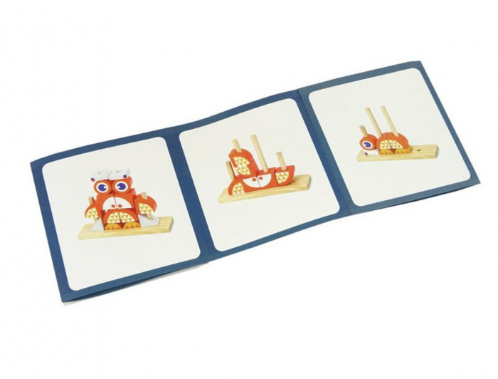 Puzzle 3D din 12 cuburi colorate, pe tije, Vulpea portocalie [3]