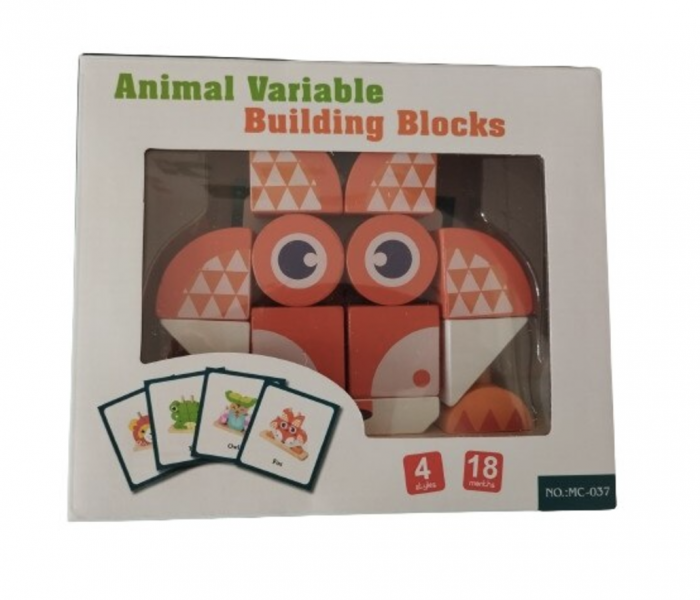 Puzzle 3D din 12 cuburi colorate, pe tije, Vulpea portocalie [11]
