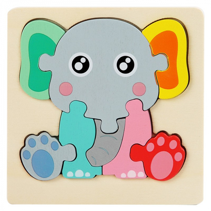 Puzzle 3D mini pastel, 12 modele, din lemn [2]