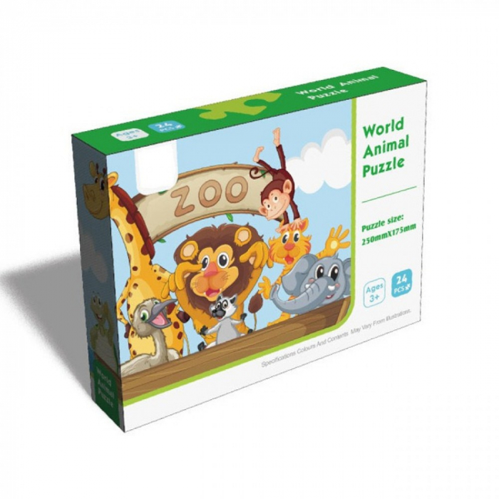 Puzzle bebe din carton - Animale la Zoo [3]