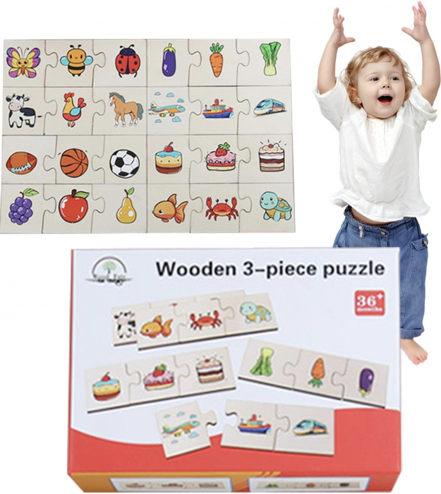 Puzzle de Asociere cu Animale sau obiecte similare, 24 piese [3]