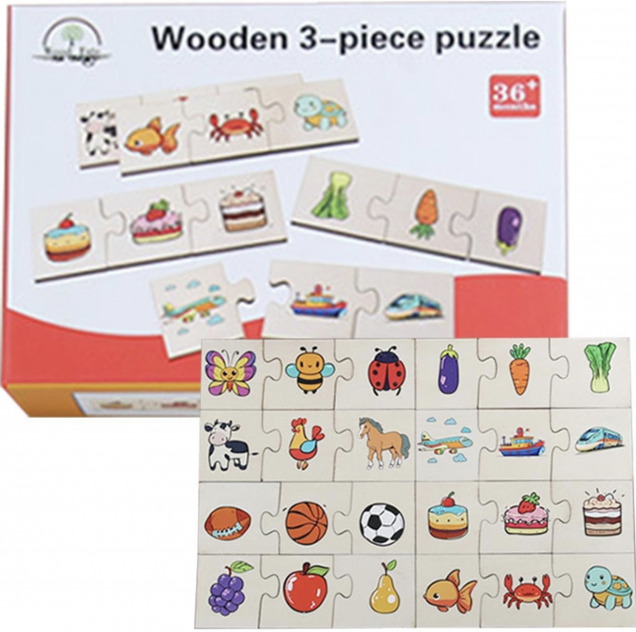 Puzzle de Asociere cu Animale sau obiecte similare, 24 piese