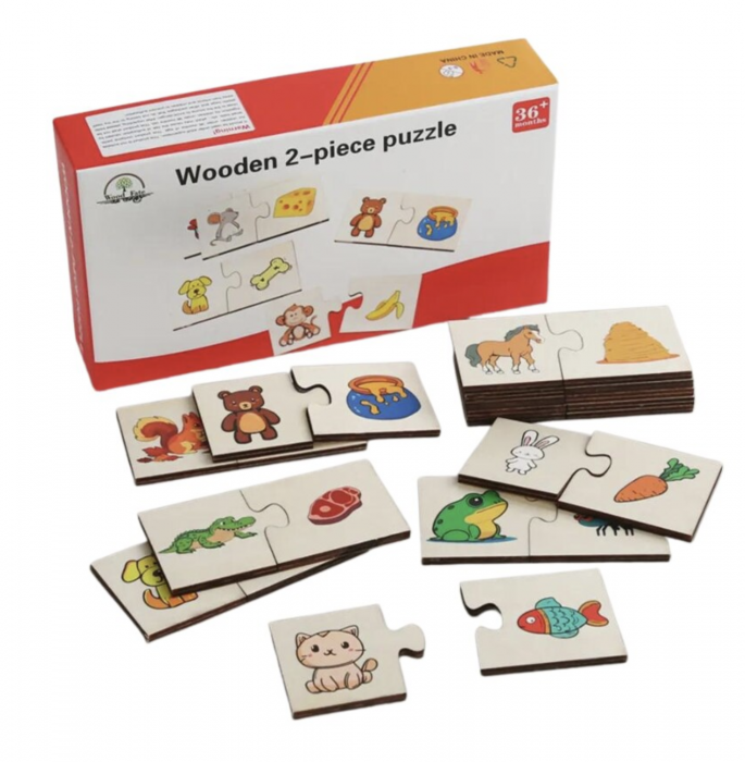 Puzzle de Asociere cu Animale si ce mananca ele, 24 Piese [2]