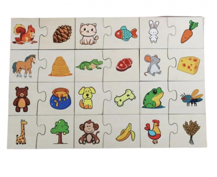 Puzzle de Asociere cu Animale si ce mananca ele, 24 Piese [5]