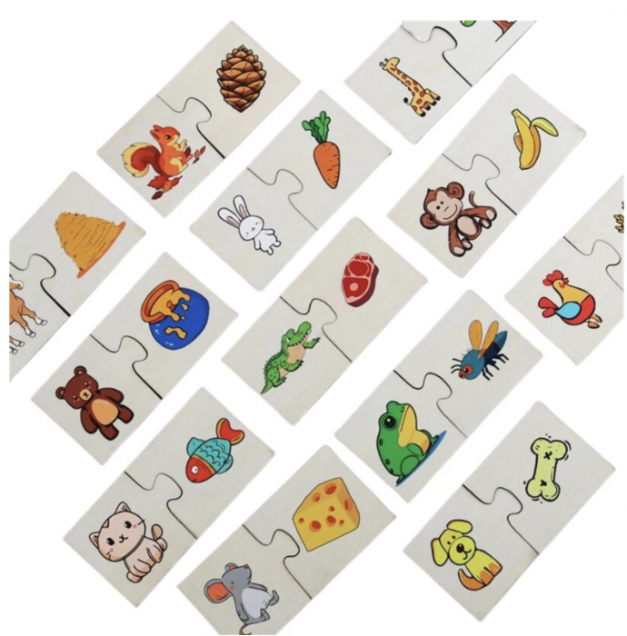 Puzzle de Asociere cu Animale si ce mananca ele, 24 Piese [3]
