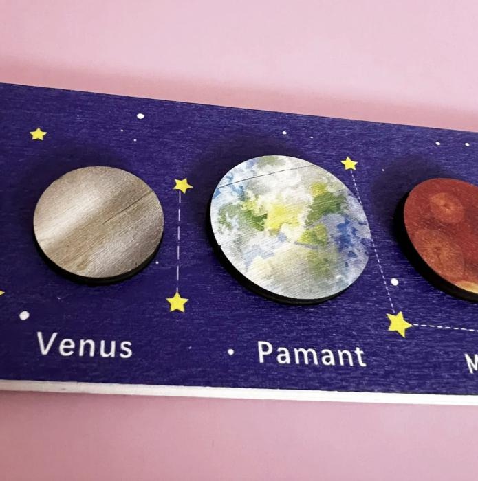 Puzzle din lemn tip incastru Planetele Sistemului Solar 3D pentru copii [4]