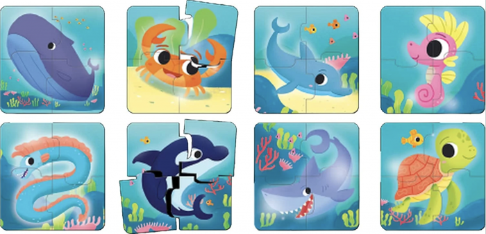 Set 8 Puzzle Copii Piese Mari Carton – Animale Marine [3]