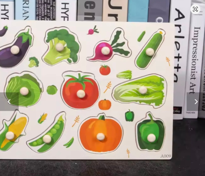 Puzzle Incastru Cu Buton si Imagini cu Legume, din lemn [3]