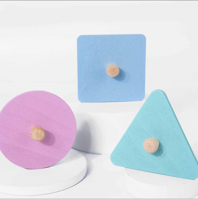 Puzzle incastru magnetic de mari dimensiuni, cu 3 Forme geometrice pastel [3]