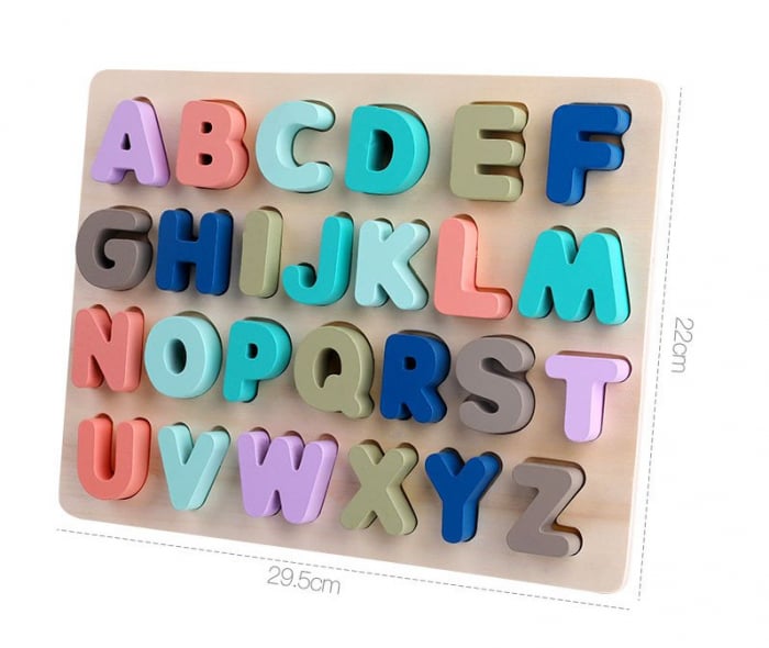 Puzzle Incastru Montessori Cu Litere Mari 3D Pastel [5]