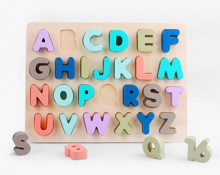Puzzle Incastru Montessori Cu Litere Mari 3D Pastel [1]