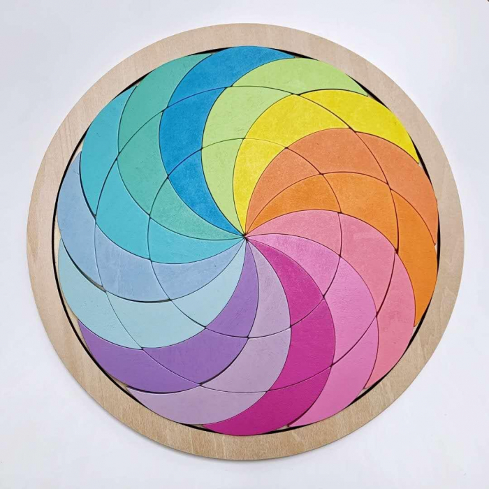 Puzzle Montessori lemn spirala Rainbow Circle [7]