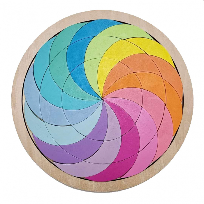 Puzzle Montessori lemn spirala Rainbow Circle [1]