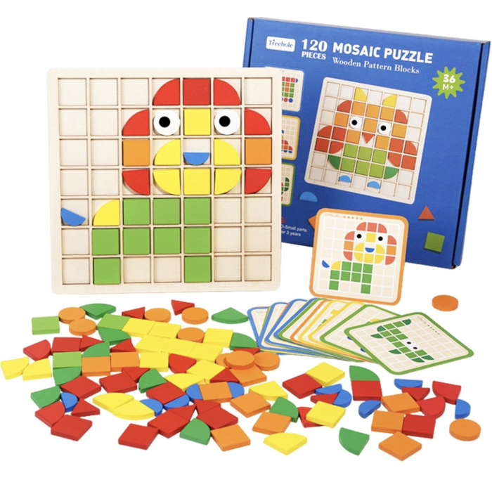 Puzzle mozaic cu piese 3D, cu Animale, 120 piese, din lemn [8]