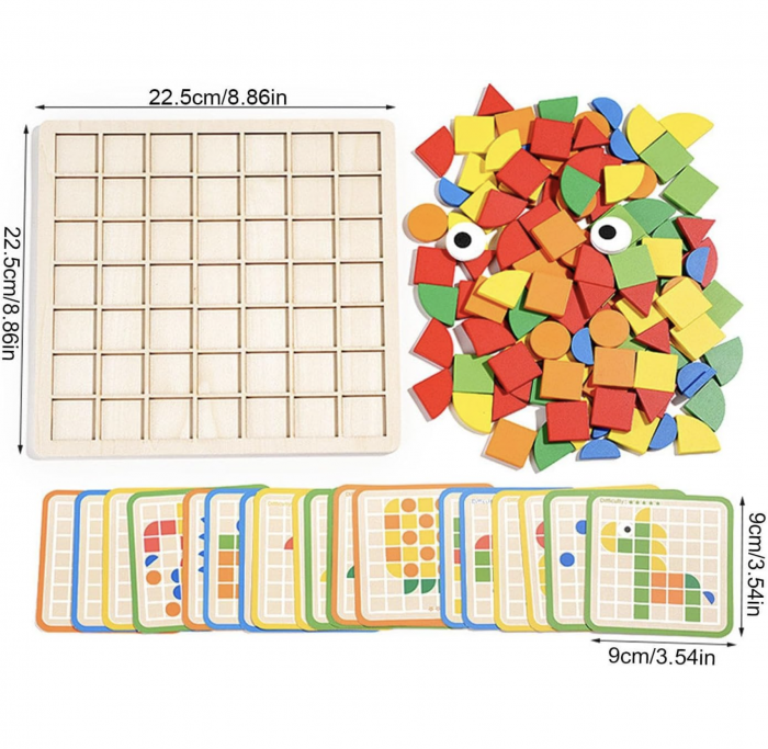 Puzzle mozaic cu piese 3D, cu Animale, 120 piese, din lemn [4]