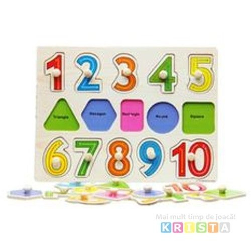 Puzzle Si Incastru Din Lemn Cu Cifre Si Forme Geometrice Cu Buton Si Imagini [2]