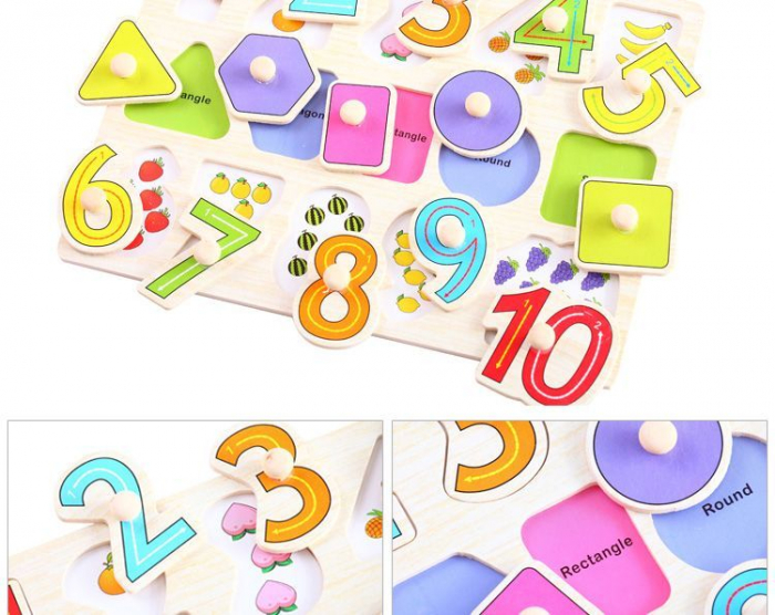 Puzzle Si Incastru Din Lemn Cu Cifre Si Forme Geometrice Cu Buton Si Imagini [3]