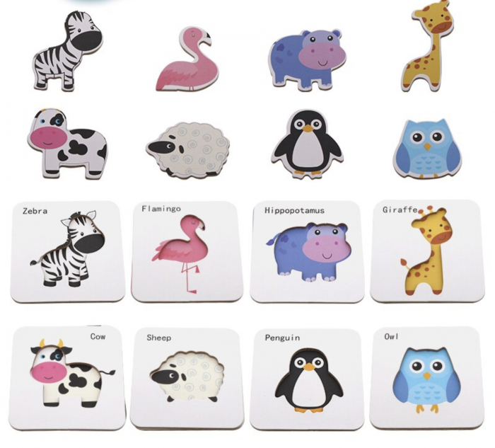 Puzzle si sabloane Animalele salbatice - Ghici cine sunt?, in cutie metalica [3]