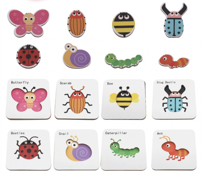Puzzle si sabloane Insectele - Ghici cine sunt?, in cutie metalica [4]