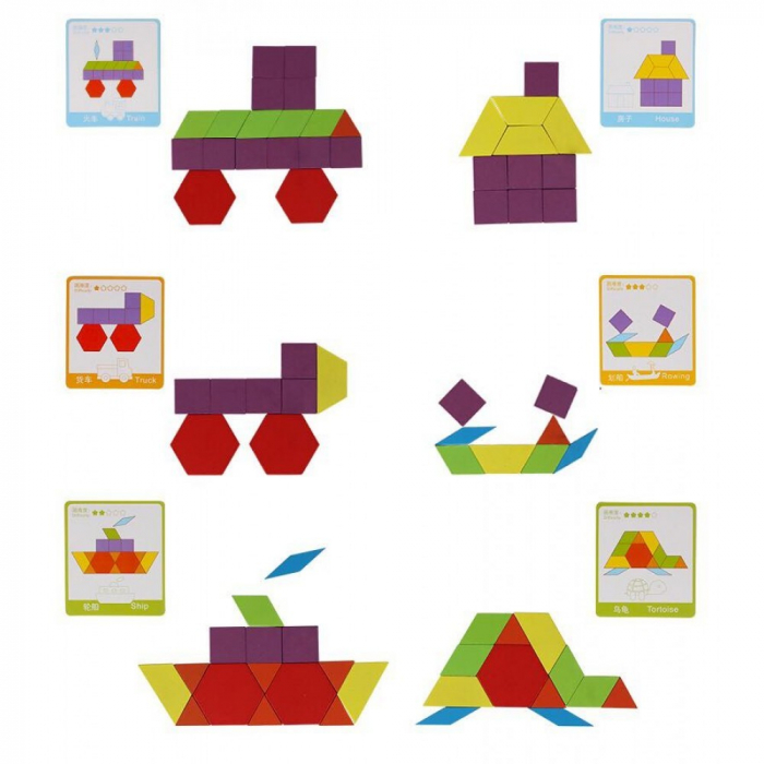 Puzzle Tangram 130 Piese din lemn [7]