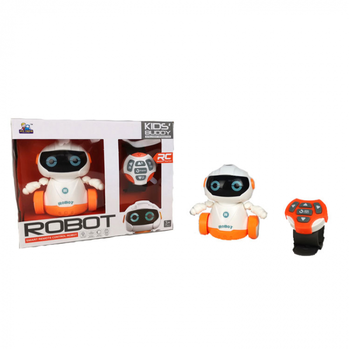 Robot inteligent cu roti, cu telecomanda tip ceas, robot de programare, alb [3]