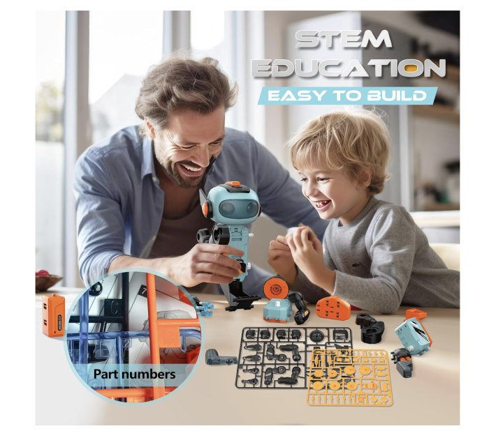 Robot educational STEM 3 in 1 cu telecomanda 2.4 GHz si programare, 220 piese, 8 ani+ [5]