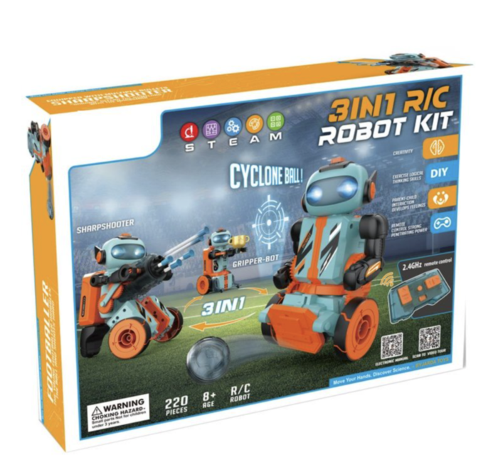 Robot educational STEM 3 in 1 cu telecomanda 2.4 GHz si programare, 220 piese, 8 ani+ [10]