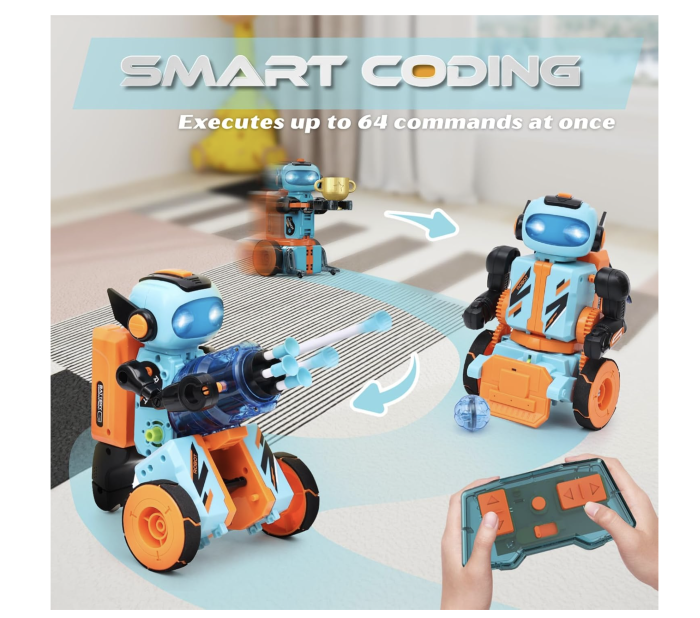 Robot educational STEM 3 in 1 cu telecomanda 2.4 GHz si programare, 220 piese, 8 ani+ [6]